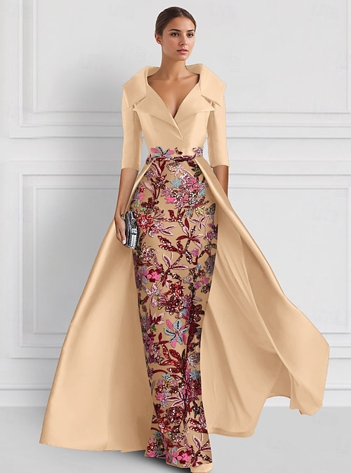 Abito da ballo ricamato floreale A-line abito da sera elegante