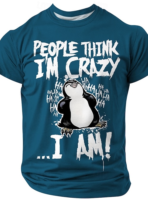 Men's Funny Penguin T Shirt Short Sleeve T shirt Crew Neck Shirt