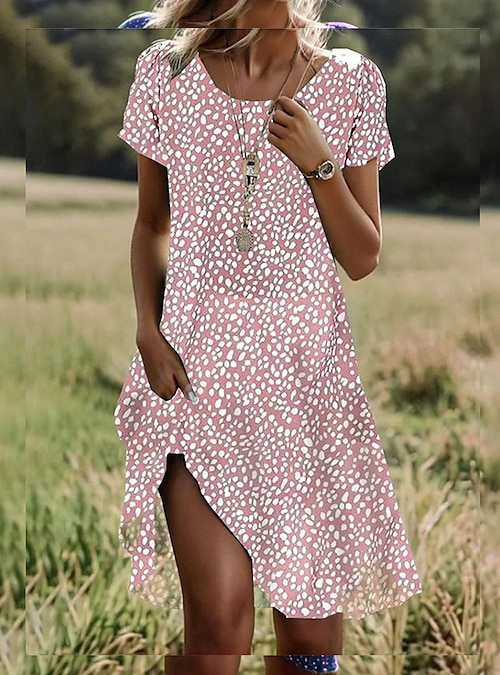 Women's Midi Dress A Line Dress T Shirt Dress Tee Dress Athletic Dress  Casual Vacation Daily Regular Fit Graphic Short Sleeve Crew Neck Dark Red  Pink Red Burgundy Summer 2026 - 24.99