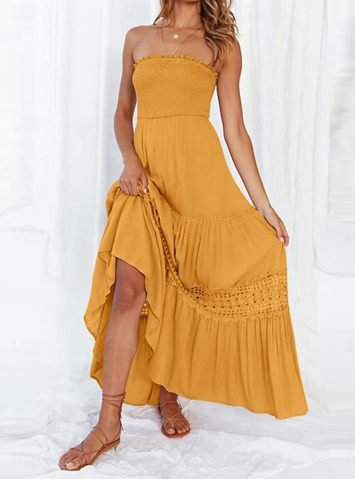 sachin and babi light blue dress Women's Long Dress Maxi Dress Casual Dress Chiffon Dress Summer Dress  Elegant Stylish Casual Vacation Daily Beach Regular Fit Plain Sleeveless  Halter Neck Black White Yellow Green Summer 2026