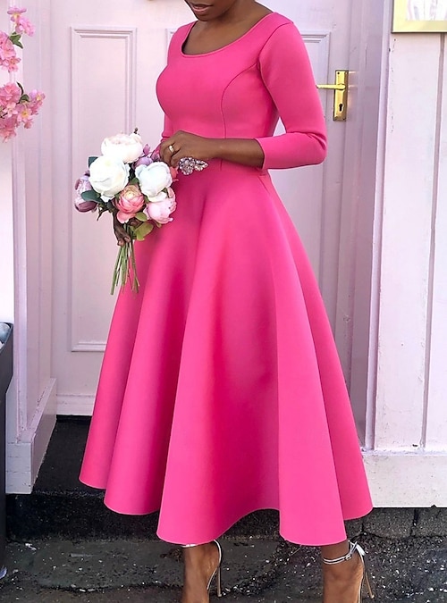 knee length dresses for ladies Women's Party Dress Cocktail Dress Wedding Guest Dress Midi Dress Blac –  Buyishang Dresses main image 0