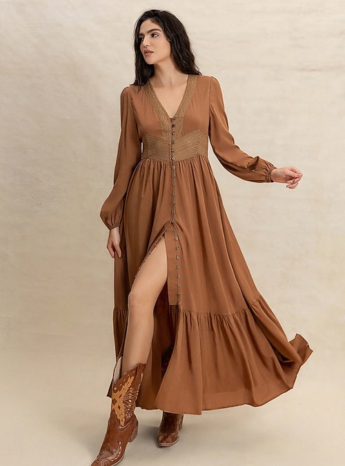 navy blue dress for baby girl Winter Wedding Guest Dress, Women'S Floral High Waist Boho Maxi Dress For  Fall 2025, Elegant Casual Beach Sundress, Plus Size Available Dresses Women  Red Plaid Dresses Bodycon (M, White) ZMTing