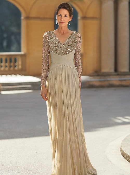jersey a line bridesmaid dress White Jersey Chiffon Long Sleeves A-line Long Bridesmaid Dresses, CB0004 main image 0