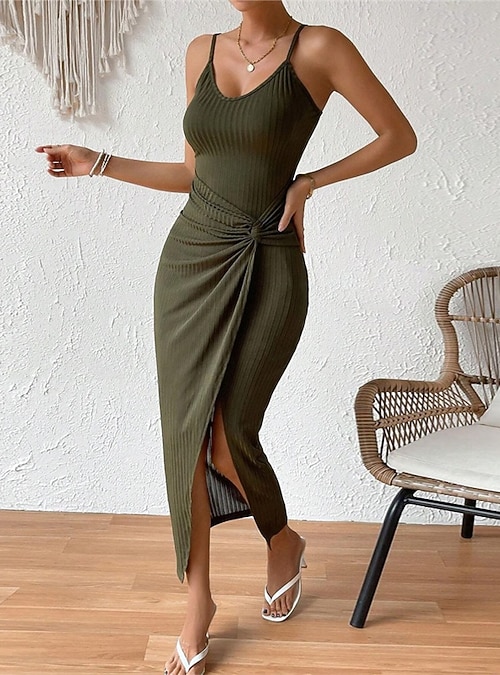 slim fit dress slacks Bohemian Sage Green Goddess Dress • Green Lace-Up Detail Beach Dress