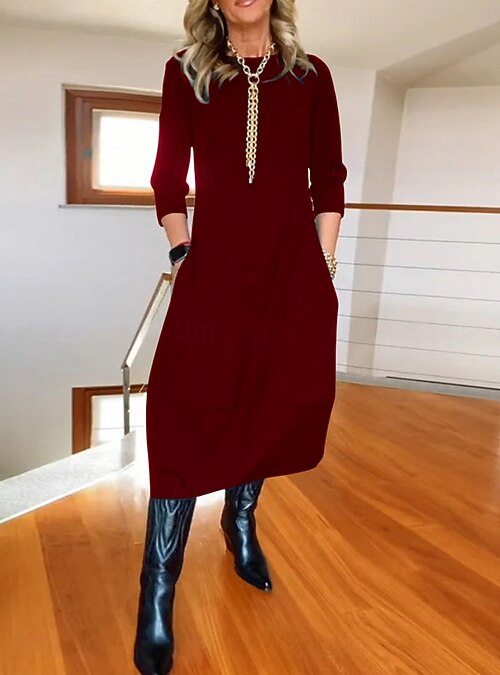 chinese dress ladies Women's Long Sleeve Maxi Shirt Dress Lapel Neck Solid Simple Casual Loose  Dresses Flowy Beach Dress with Drawstring Black at Amazon Women's Clothing  store main image 1