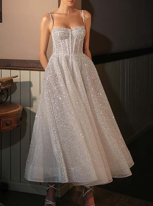 A-Line Cocktail Dresses Elegant Dress Cocktail Party Semi Formal Floor  Length Sleeveless Sweetheart Polyester with Glitter 2026 - $195.99