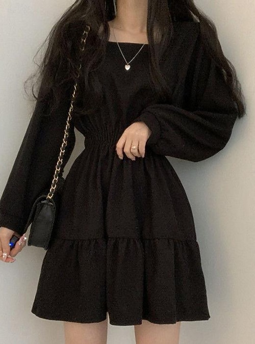 Women's Mini Dress A Line Dress Milkmaid Dress Off The Shoulder Dress Puff Sleeve Dress Vacation Vacation Daily Regular Fit Plain Long Sleeve Square Neck Black Wine Apricot Summer 2026 - CAD $28.99 Women's Mini Dress A Line Dress Milkmaid Dress Off The Shoulder Dress Puff Sleeve Dress Vacation Vacation Daily Regular Fit Plain Long Sleeve Square Neck Black Wine Apricot Summer 2026 - CAD $28.99