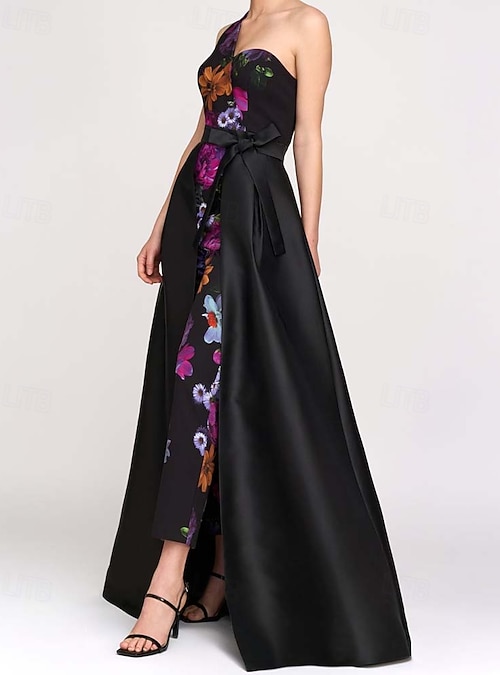 Jumpsuit Pantsuit Floor Length Evening Gown Ball Gown with Overskirt Formal  Dress Elegant Simple Minimalist Sleeveless One Shoulder Wedding Guest  Formal Evening Satin with Sash / Ribbon 2026 - 169.99
