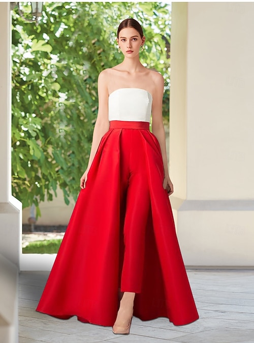 jumpsuit evening dress with detachable skirt Wedding Jumpsuit With Detachable Skirt Ivory / 14