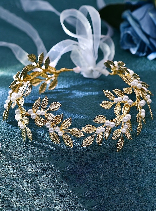 Elegant Gold Leaf Bridal Belt with Pearl Accents – Women display picture 1