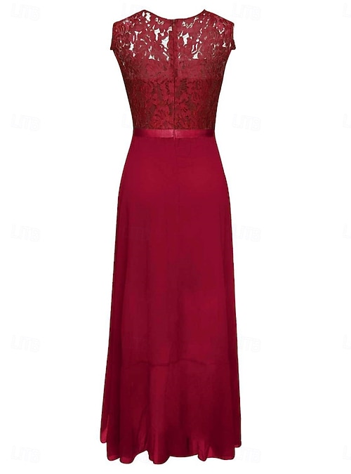Women s Graduation Dress Maxi Dress Solid Color Prom Dress A Line Dress Fit And Flare Dress Elegant Formal Semi Wedding Guest Engagement Cocktail