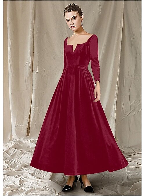 slim fit dress slacks Velvet Cold Shoulder Party Dress with Jewel-Embellished Collar and But –  SelenaHuanStudio main image 1