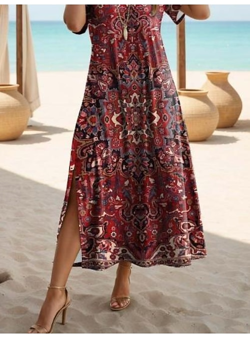 chinese dress ladies Burgundy Chiffon Cap Sleeve Maxi Dress main image 1