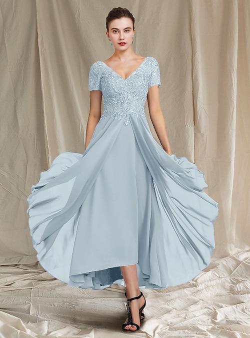Tweedelige Formele Jurk Bruiloft Dames Chiffon Jurk Voor Moeder Van De Bruid - Knielengte Met Jasje, Elegante Bruiloftsoutfit Formele Jurk Knielengte
