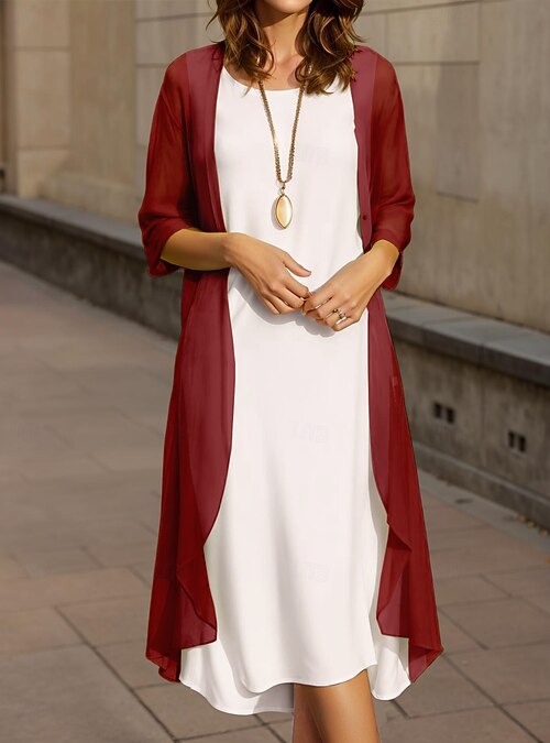 Women's Graduation Dress Midi Dress Solid Color 2 Pieces Dress A Line Dress  Summer Dress Casual Plain Pleated Midi Dress Half Sleeve Crew Neck Vacation  Daily Wine Royal Blue Light Purple Spring