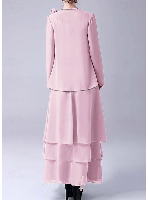 Robe Vintage Rose - 3 Pièces - Taille PXS (petite) - Longueur Genou - Manches Longues - Occasion Très Bon état