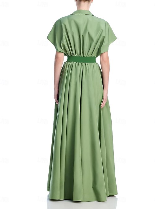 sachin and babi light blue dress A-Line Evening Gown Elegant Dress Formal Wedding Floor Length Dolman Sleeve  Shirt Collar Glossy Fabric with Ruched Details Elastic Belt Side Pocket  2026