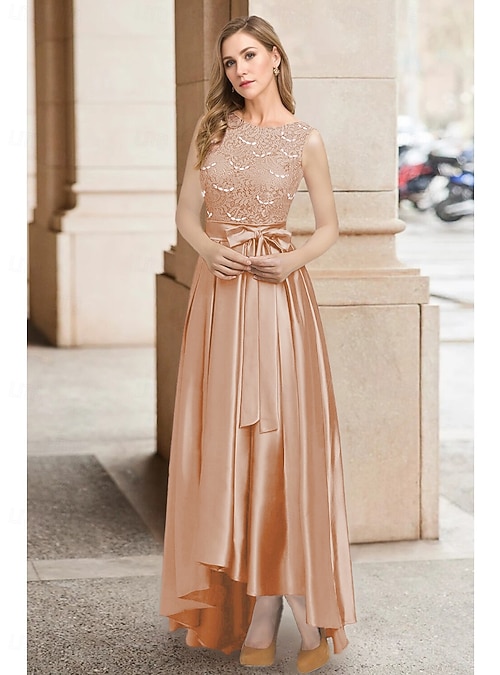 chinese dress ladies Jewel Neck Lace A-Line Chiffon Beach Wedding Dress main image 1