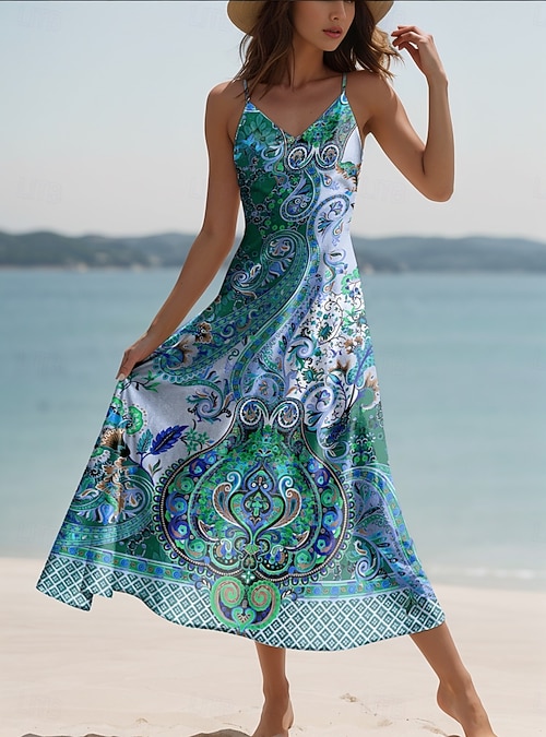 chinese dress ladies Womens Summer Maxi Sundress Sleeveless Smocked Tiered Tank A-Line Dresses  Casual Loose Plain Swing Beach Dress Beige at Amazon Women's Clothing store