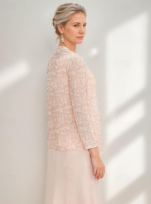 A-Line Dress Ankle Length Beaded Eembroidered Wedding Guest Dress Formal Dresses  Mother of the Bride Dress Long Sleeve Jewel Neck Elegant Vintage Wedding  Guest Church Chiffon with Sequin 2026