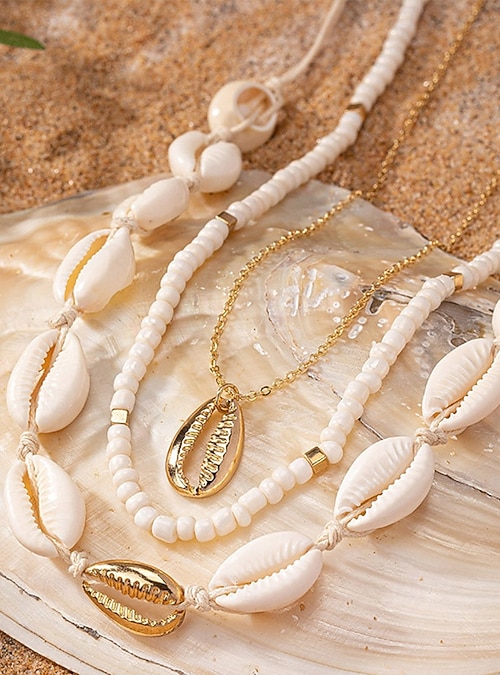 Collana con chiusura a conchiglia in argento – Gioielli da spiaggia Boho - Italia
