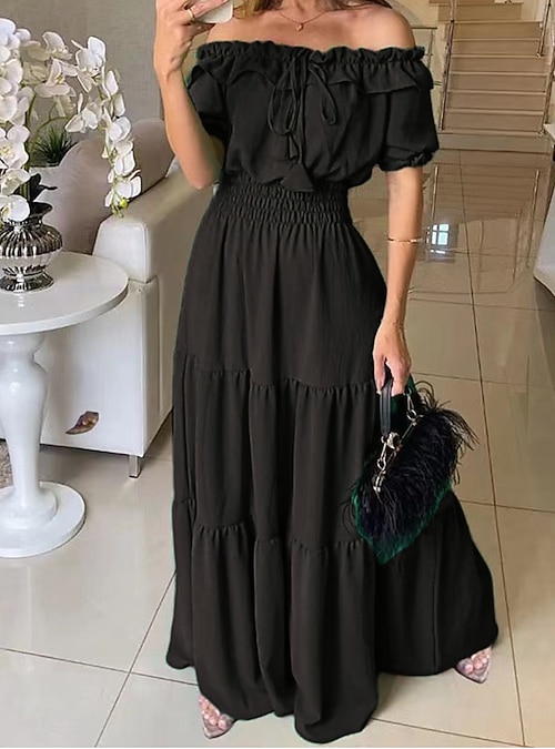 chinese dress ladies Amazon.com: Anniente Women's Boho Maxi Dress 2025 Spring Long Puff Sleeve  Square Neck A-Line Long Dress with Pockets Wedding Guest Dress, Black, S :  Clothing, Shoes & Jewelry main image 0