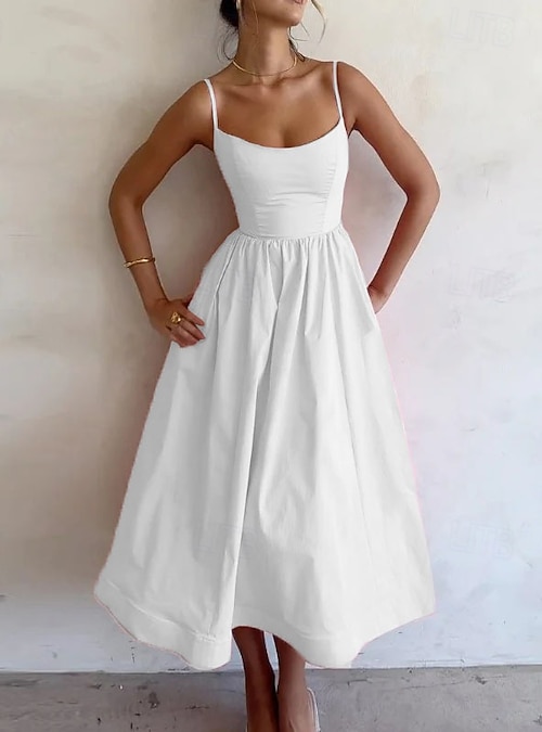 slim fit dress slacks Ace White Graduation Dress with One Flutter Sleeve White / XSmall