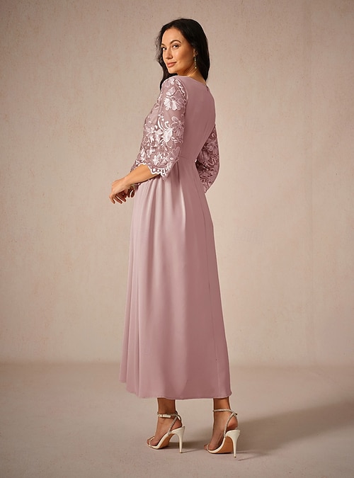 Women's Wedding Guest Cocktail Dress Maxi Dress Contrast Lace Party Elegant  Formal V Neck Light Green Color 2026 - $31.99