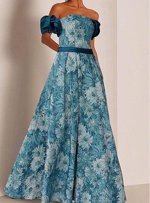 A-Line Quinceanera Dresses Party Dress Wedding Wedding Guest Floor Length Short Sleeve Off Shoulder Polyester Backless with Floral Print Wedding Guest Dress 2026 - $104.99 A-Line Quinceanera Dresses Party Dress Wedding Wedding Guest Floor Length Short Sleeve Off Shoulder Polyester Backless with Floral Print Wedding Guest Dress 2026 - $104.99