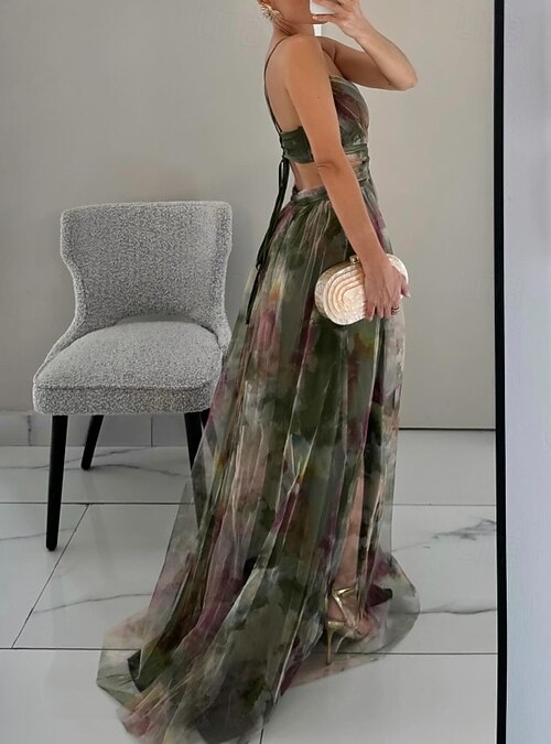 army green swing dress PRETTYGARDEN Women's Smocked Maxi Dresses Beach Sundress Casual Spaghe