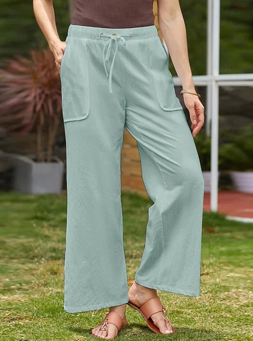 Dames Katoenen linnen broek broek Eenvoudig Casual Volledige