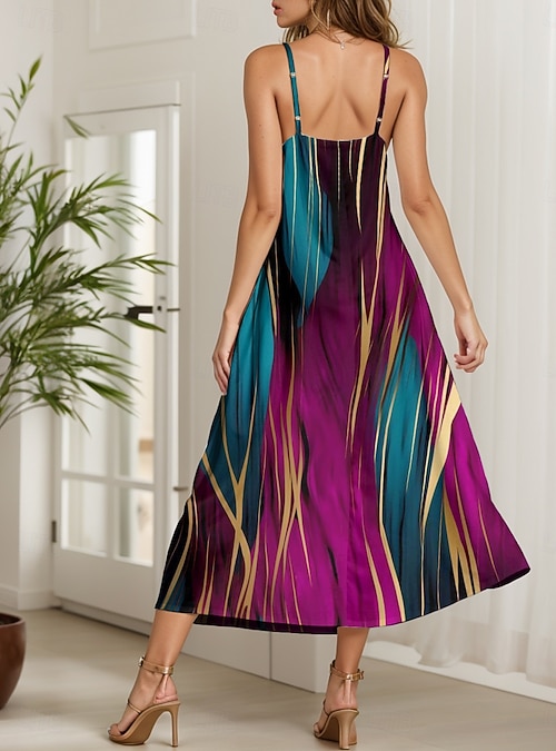 white christmas dresses Women's Summer Solid Color Round Neck Sleeveless Long Casual Dress, Minimalist Maxi Dress Purple / Xs main image 0