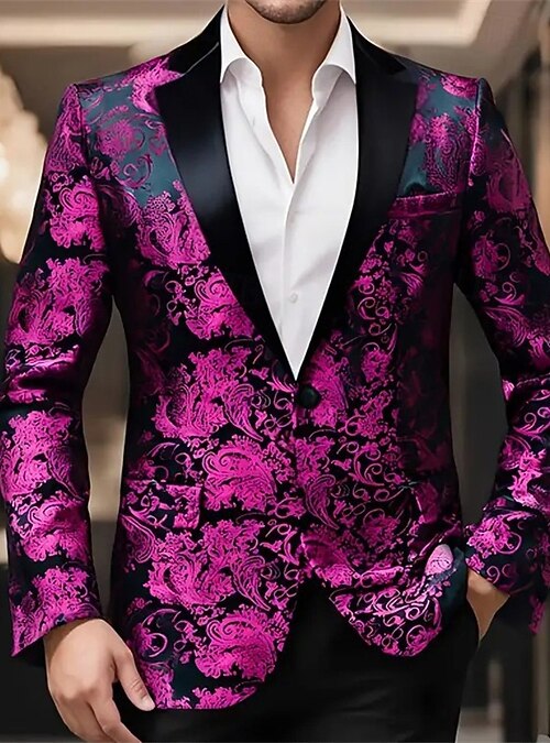 Men's Blazer Business Cocktail Party Wedding Party Party Spring & Fall  Polyester Bronzing Pocket Buttons Comfortable Single Breasted Blazer Red  Blue Purple Gold 2026 - 53.99