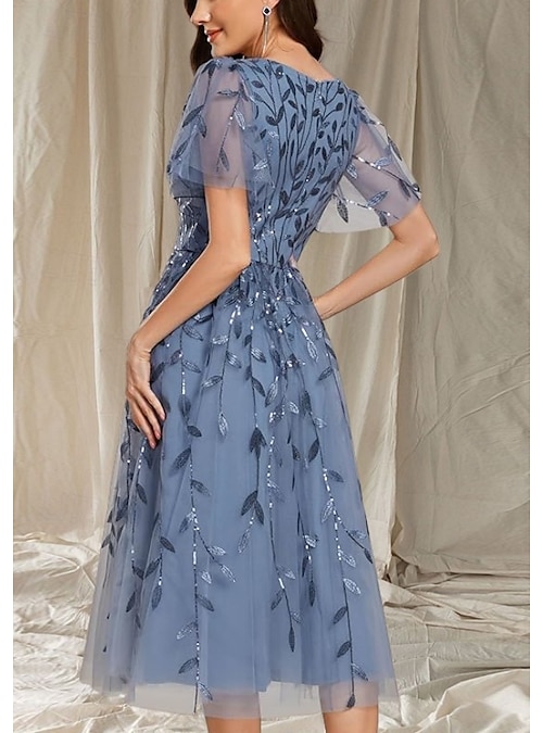 A-Line Mother of the Bride Dress Wedding Guest Elegant V Neck Tea Length Lace Short Sleeve with Lace Midi Dress 2026 - $172.99 A-Line Mother of the Bride Dress Wedding Guest Elegant V Neck Tea Length Lace Short Sleeve with Lace Midi Dress 2026 - $172.99