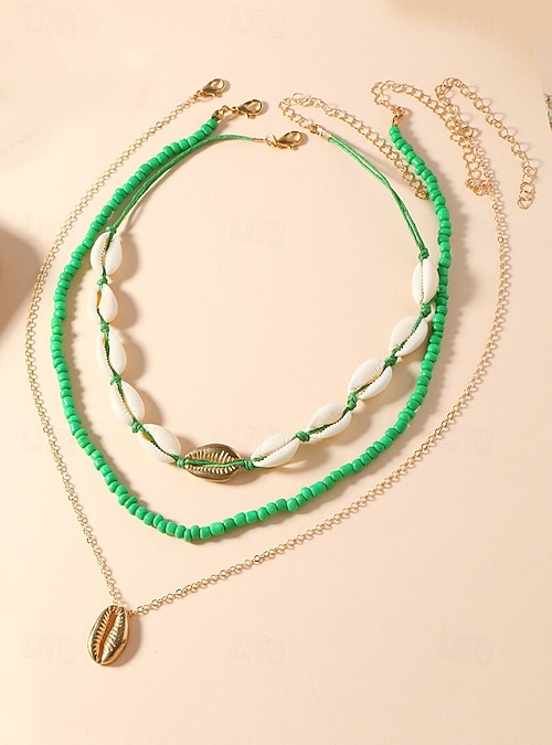 Collana choker in conchiglie e perline di riso boho per donne