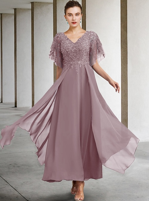 ankle length plus size mother of the bride dresses A-Line Mother of the Bride Dresses Plus Size Hide Belly Curve Elegant – BL  Dress main image 0