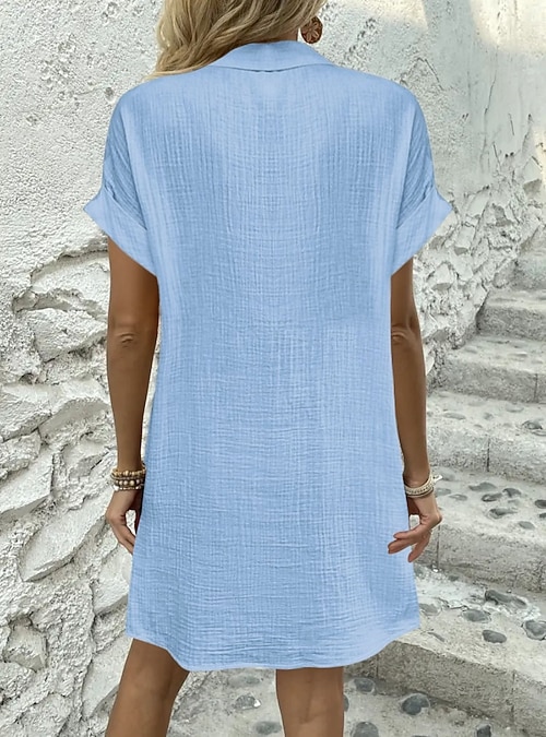 Women's Mini Dress Shift Dress Linen Casual Outdoor Regular Fit Graphic  Sleeveless V Neck Black White Sky Blue Summer 2026 - $40.99