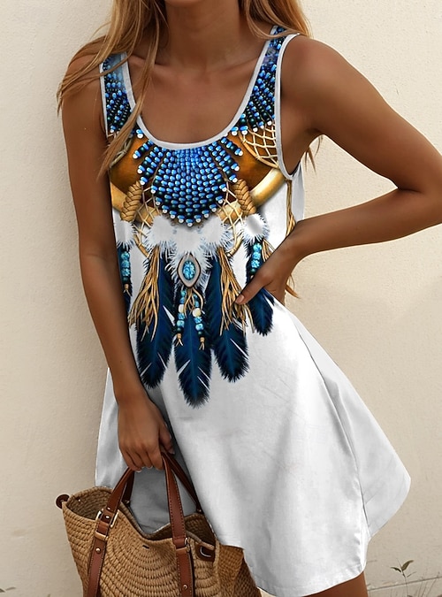 Women's Boho Dress Western Dress Vintage Mini Dress A Line Dress Off The Shoulder Dress Vacation Party Casual Party Going out Standard Fit Graphic Tribal Sleeveless U Neck dark brown Blue Green Women's Boho Dress Western Dress Vintage Mini Dress A Line Dress Off The Shoulder Dress Vacation Party Casual Party Going out Standard Fit Graphic Tribal Sleeveless U Neck dark brown Blue Green