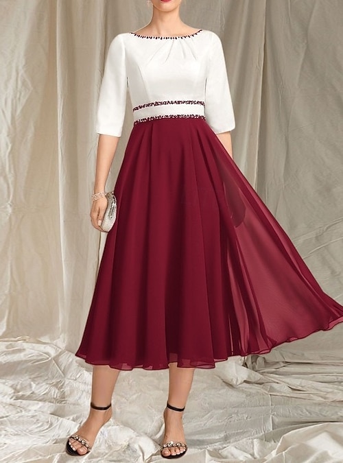 open lace back dress Red Sweetheart Satin Sequins Prom Dress, Red Long Sleeve Evening Party main image 0