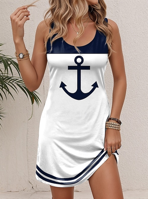 Women's Mini Dress Petite Dress Petite Dress Sundress A Line Dress Tank  Dress Casual Vacation Daily Beach Loose Fit Heart Rose Flag Sleeveless Crew  Neck White Red Royal Blue Blue Summer 2026 -