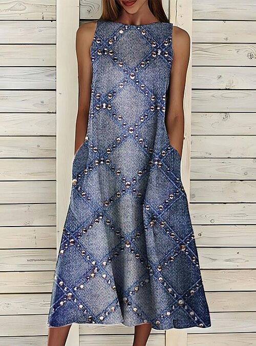 Women's Midi Dress Sundress A Line Dress Summer Dress Vacation Casual Cocktail Daily Holiday Summer Dress Regular Fit Graphic Geometric Sleeveless Crew Neck Navy Royal Blue Blue Sky Blue Summer 2026 - $40.99 Women's Midi Dress Sundress A Line Dress Summer Dress Vacation Casual Cocktail Daily Holiday Summer Dress Regular Fit Graphic Geometric Sleeveless Crew Neck Navy Royal Blue Blue Sky Blue Summer 2026 - $40.99