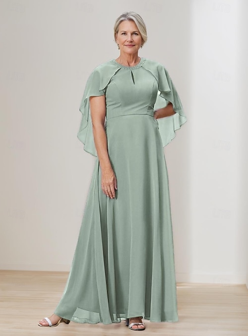 a line full length dress A-Line Cape Evening Dress – Larosabride main image 0