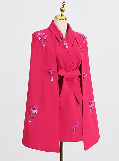 A-Line Cape Dresses Elegant Tuxedo Dress Hot Pink Wedding Wedding Guest Short / Mini Long Sleeve V Neck Blazer Dress with Sequins 2026 - AU $240.49 A-Line Cape Dresses Elegant Tuxedo Dress Hot Pink Wedding Wedding Guest Short / Mini Long Sleeve V Neck Blazer Dress with Sequins 2026 - AU $240.49