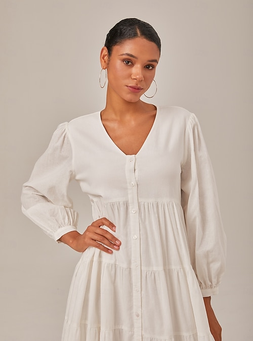 Women's Linen Cotton Blend White Dress Button V Neck Solid Color Boho Maxi Dress 2026 - $159.99 Women's Linen Cotton Blend White Dress Button V Neck Solid Color Boho Maxi Dress 2026 - $159.99