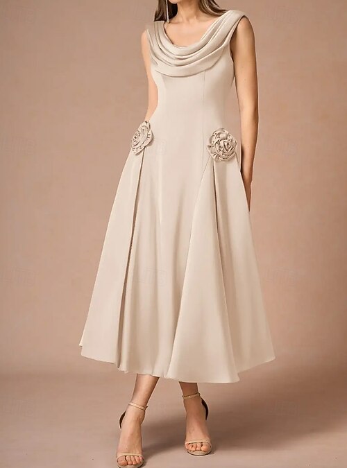chinese dress ladies Lady Black Tie - Lina Satin Cowl Neck Maxi Dress with Draped Back main image 0