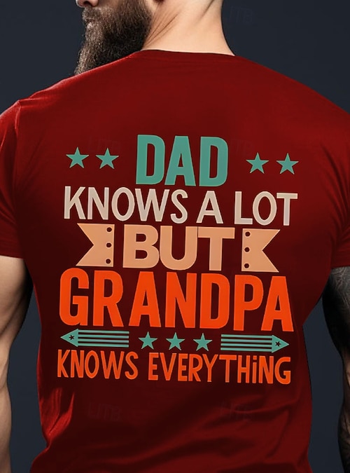 Men's Grandpa Father T Shirt Short Sleeve T shirt 3D Print Crew