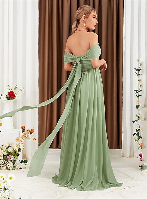 off shoulder a line bridesmaid dress Off-the-Shoulder Satin A-Line Bridesmaid Dress