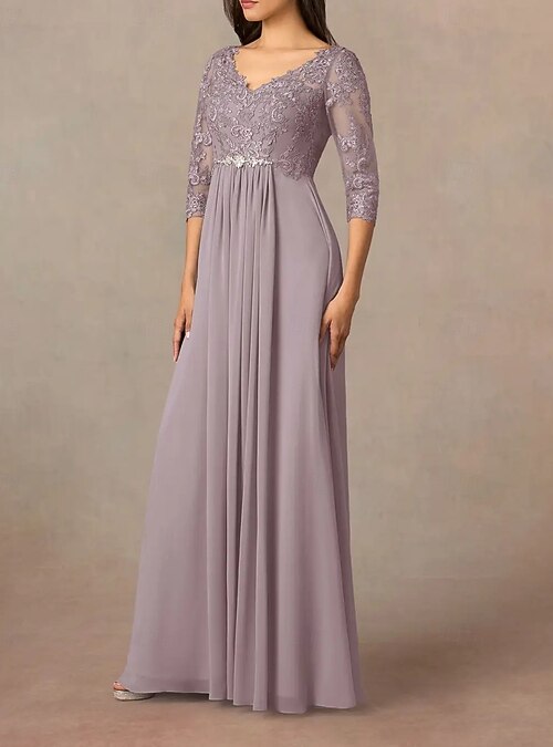 sachin and babi light blue dress Luolandi A-Line Wedding Guest Dresses Elegant Dress Party Wear Ankle Length  Short Sleeve V Neck Chiffon main image 1