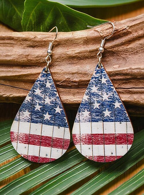 American Flag Earrings Patriotic Red White Blue USA Earring,4th Of July...