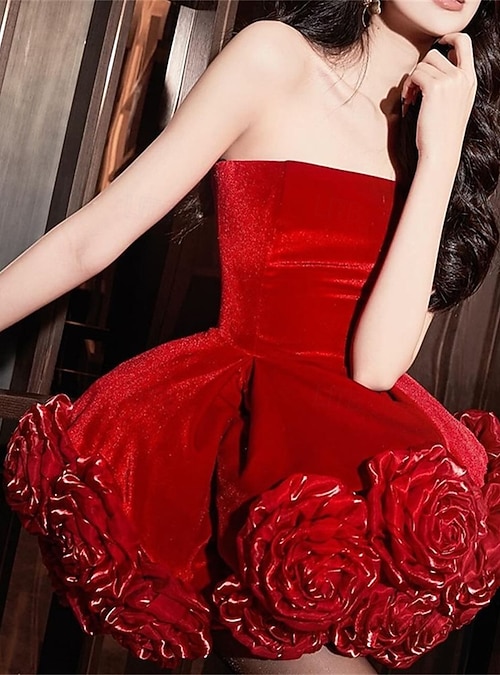 girls red velvet dress Bimbalo’ Girls' with Rhinestone and Pearl Accent Red / 1 Years Dramatic Back Wedding Dresses subcategory:Resort Wear Color:Cinderella Pink this short red velvet